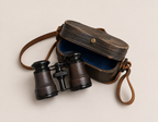 Antikk vintage kikkert med originalt lær-etui – ca. 1900–1920